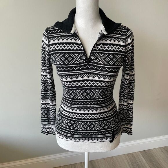 LRL Ralph Lauren Active Allover Print Thermal Top Women's Petite Small Ski Lodge - Picture 2 of 8